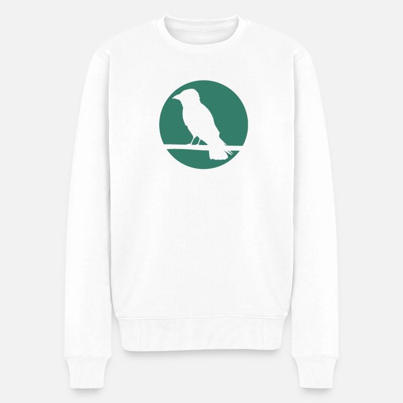 Krähe auf Ast - Männer Premium Bio Pullover - Weiß