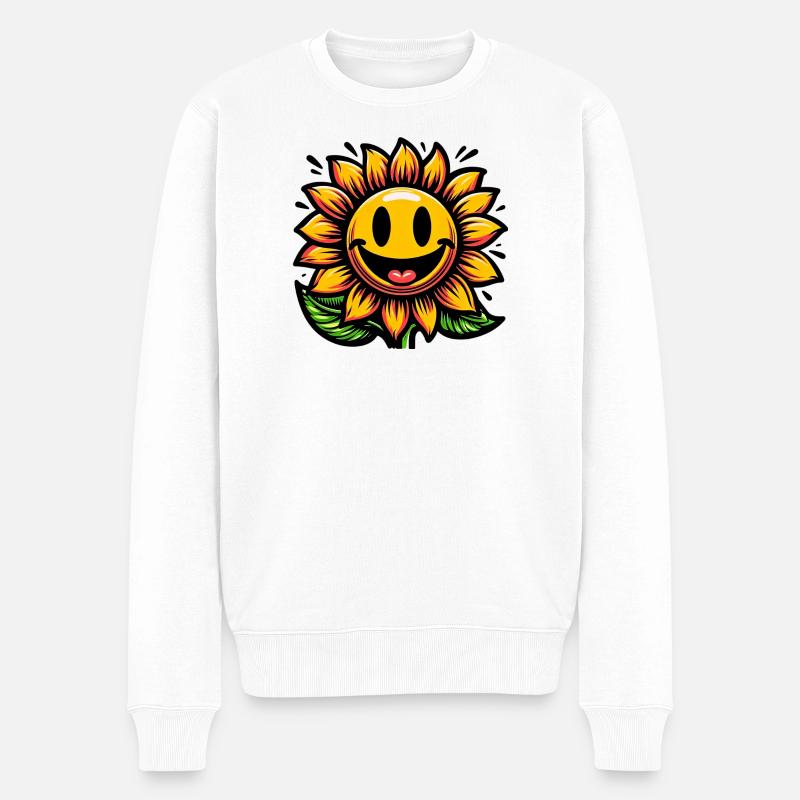 Sonnenblume - Männer Premium Bio Pullover - Weiß