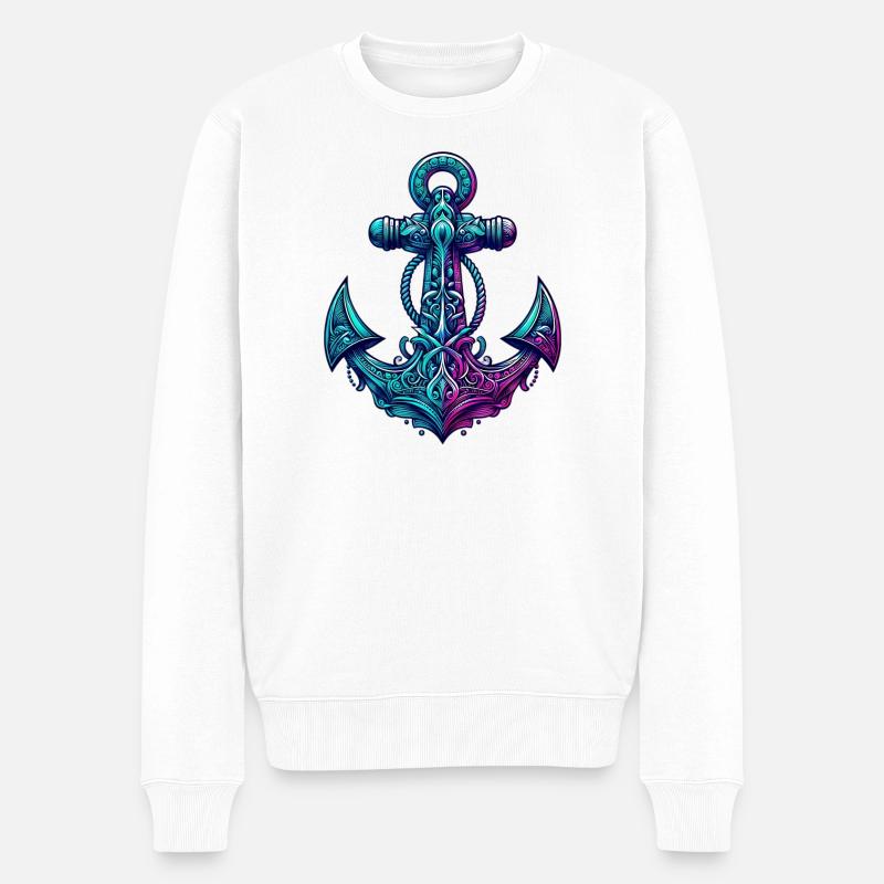 Ein Anker - Männer Premium Bio Pullover - Weiß