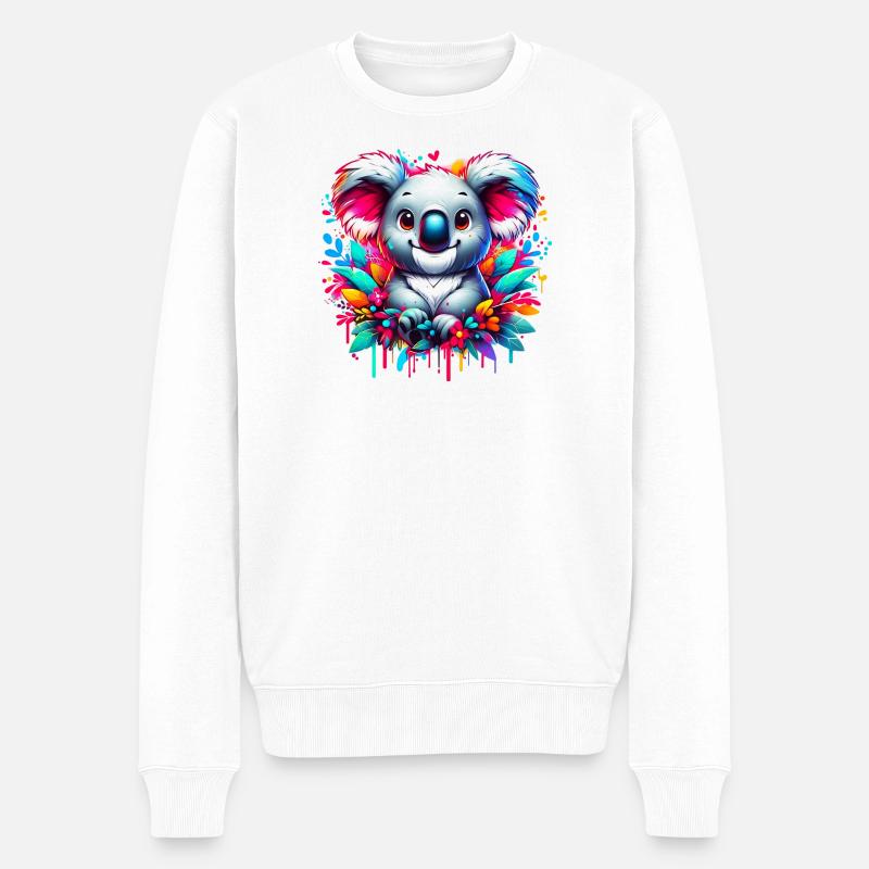Koala - Männer Premium Bio Pullover - Weiß