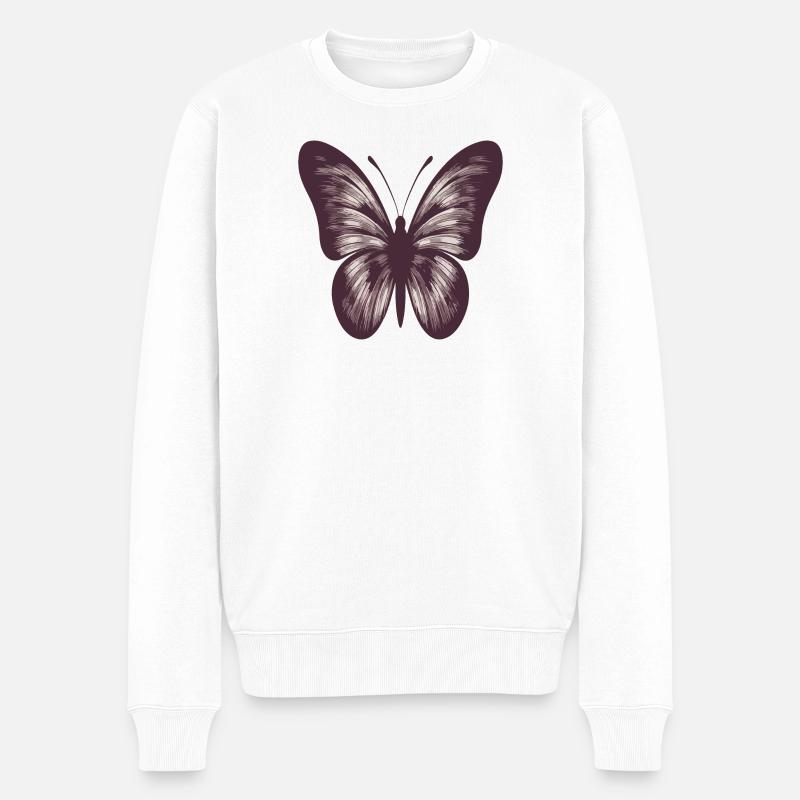 Schmetterling - Männer Premium Bio Pullover - Weiß