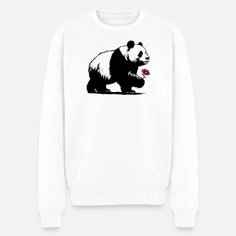 Panda - Männer Premium Bio Pullover - Weiß