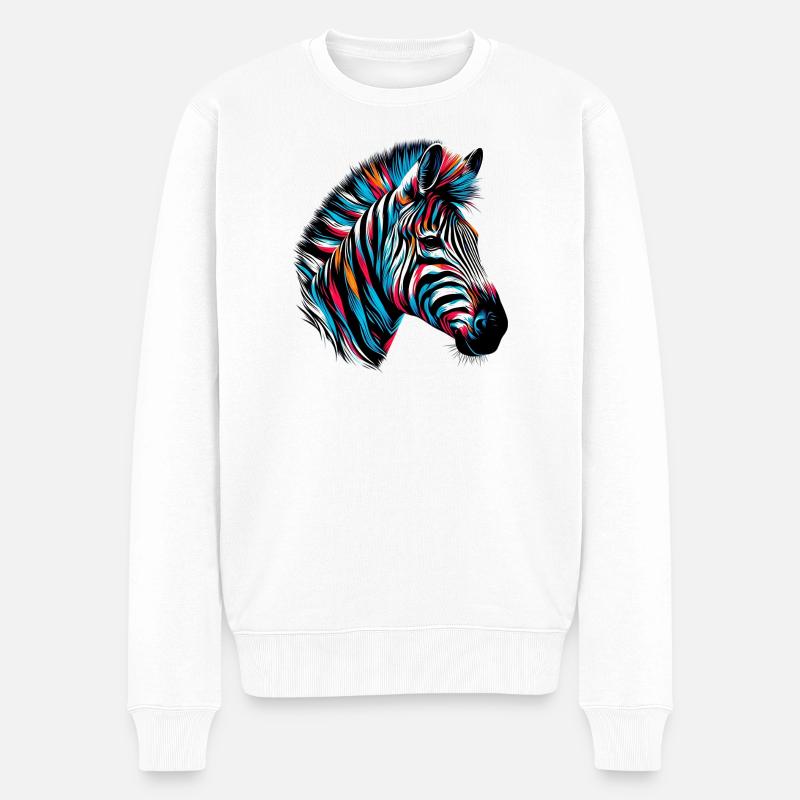 Zebra - Männer Premium Bio Pullover - Weiß