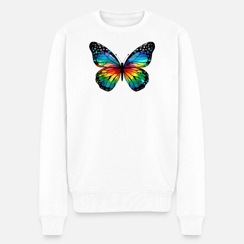 Schmetterling - Männer Premium Bio Pullover - Weiß