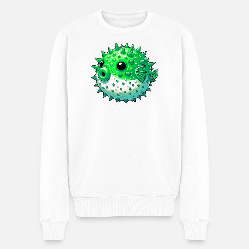 Kugelfisch - Männer Premium Bio Pullover - Weiß