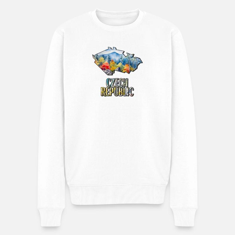 Carte à l’aquarelle République tchèque - Pull Premium bio Homme - blanc