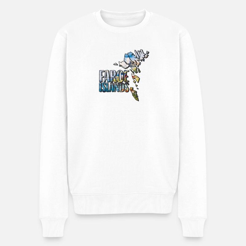 Carte à l’aquarelle Îles Féroé - Pull Premium bio Homme - blanc