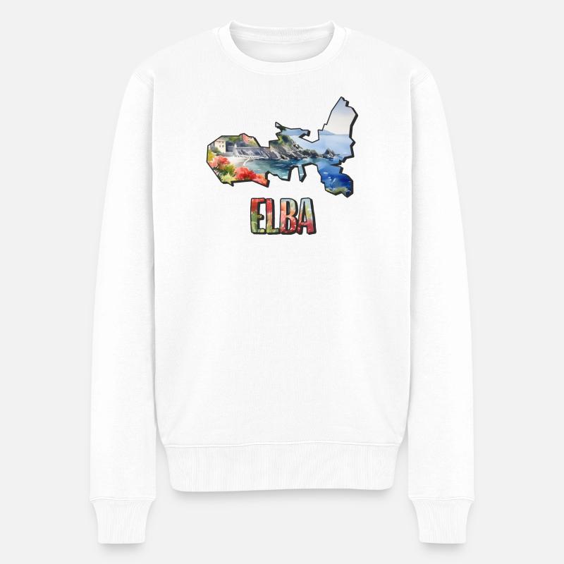 Carte aquarelle de l’île d’Elbe - Pull Premium bio Homme - blanc