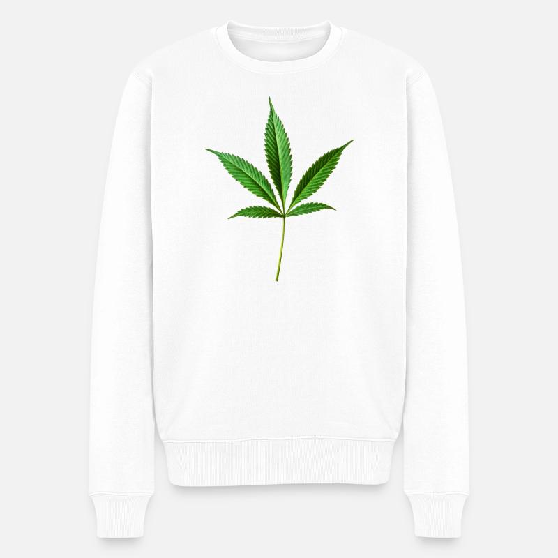 Marihuana Hanf (Cannabis) - Männer Premium Bio Pullover - Weiß