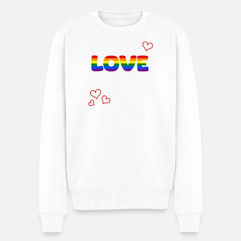 Love Wins Pride Rainbow - Männer Premium Bio Pullover - Weiß