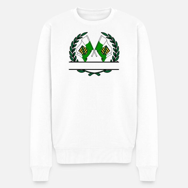 Drapeaux Saxe couronne de laurier bannière - Pull Premium bio Homme - blanc