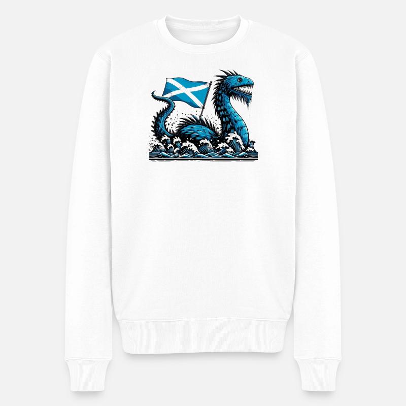 Schottland Ungeheuer von Loch Ness - Männer Premium Bio Pullover - Weiß