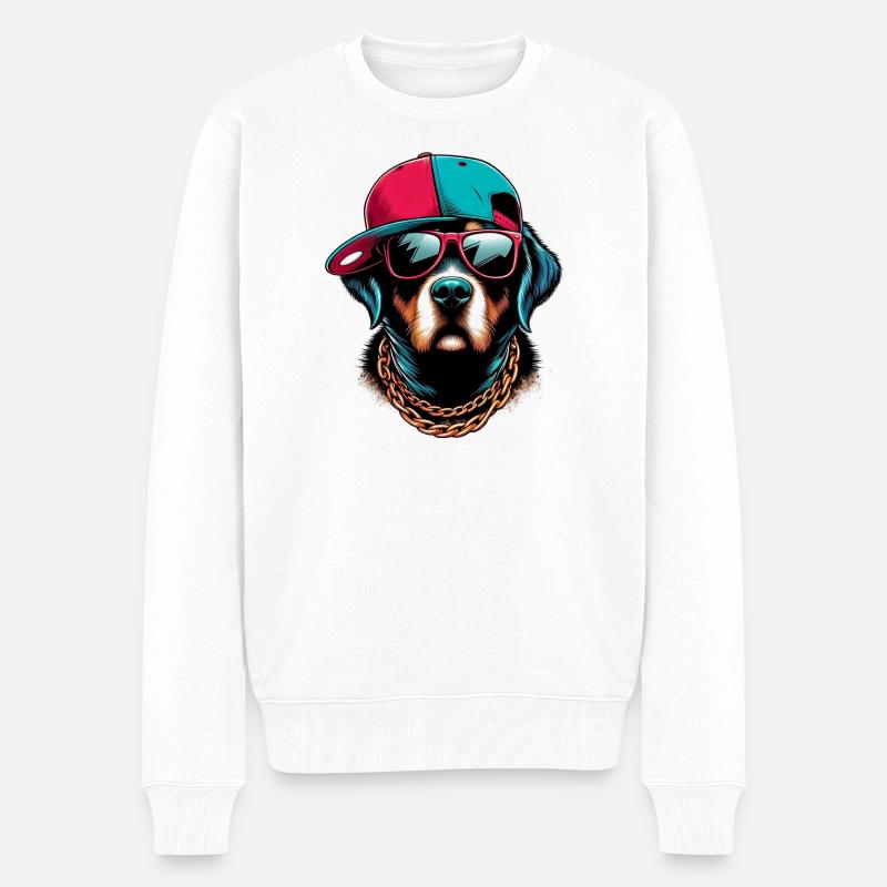 Hund - Männer Premium Bio Pullover - Weiß