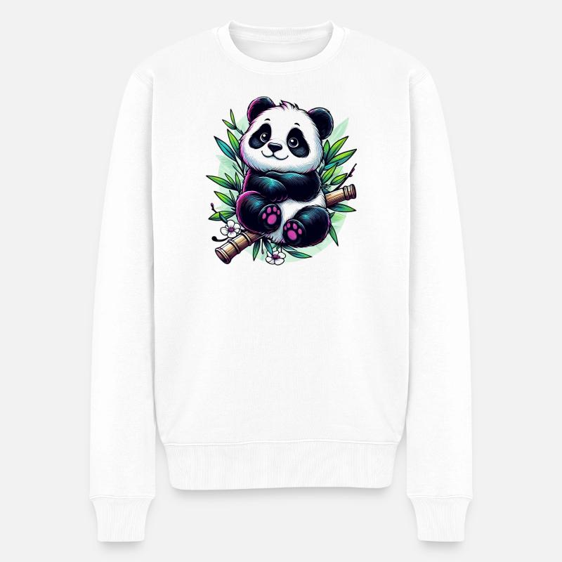 Panda - Männer Premium Bio Pullover - Weiß