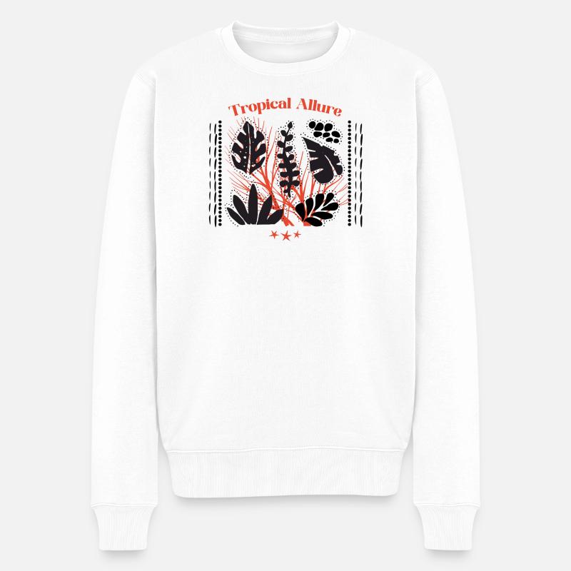 Séduction tropicale : Imprimés de plantes - Pull Premium bio Homme - blanc
