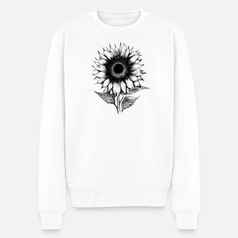 Sonnenblume Lineart botanisch Hobbygärtner - Männer Premium Bio Pullover - Weiß