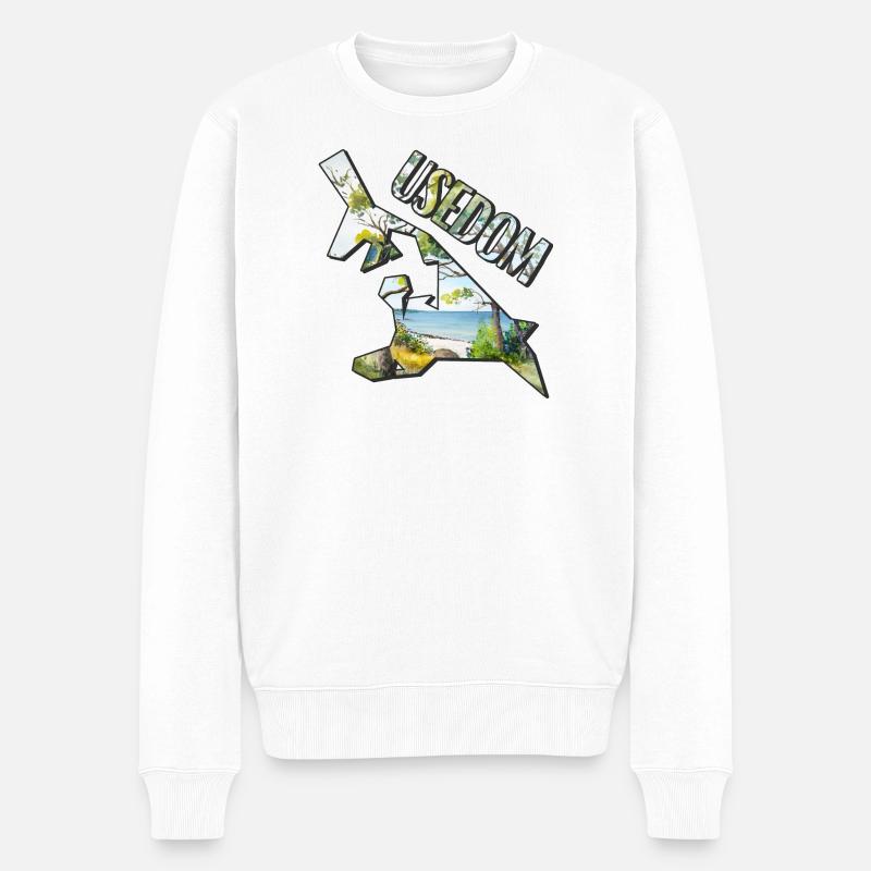 Carte à l’aquarelle d’Usedom - Pull Premium bio Homme - blanc