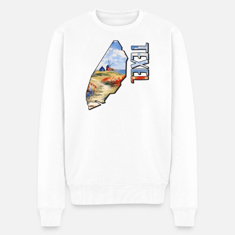 Carte aquarelle de Texel - Pull Premium bio Homme - blanc
