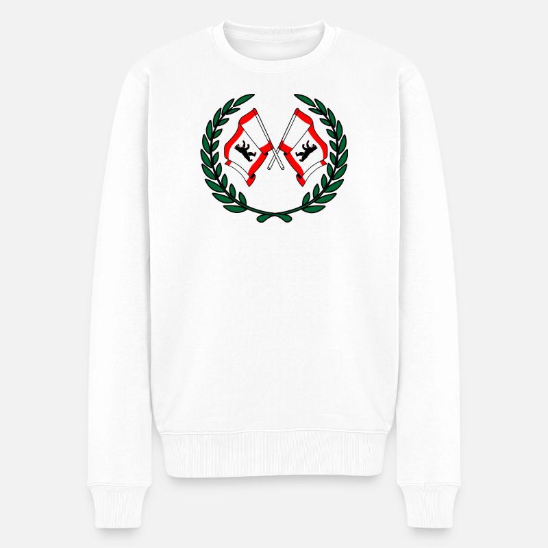 Fahnen Berliner Lorbeerkranz - Männer Premium Bio Pullover - Weiß