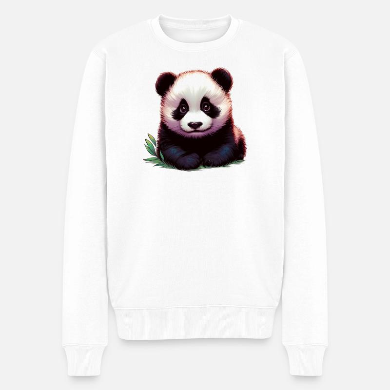 Panda - Männer Premium Bio Pullover - Weiß