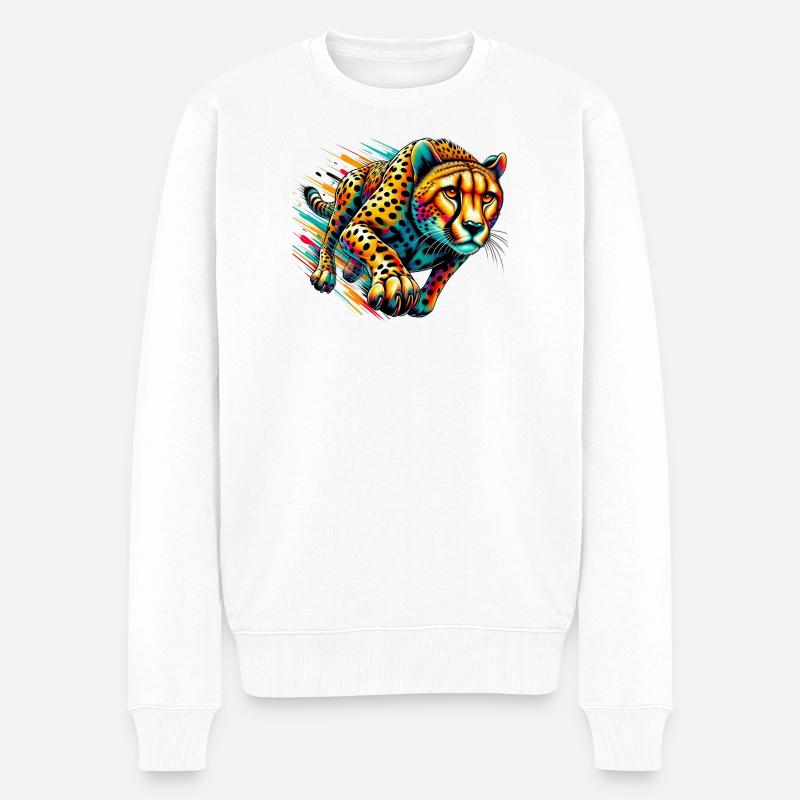 Gepard - Männer Premium Bio Pullover - Weiß