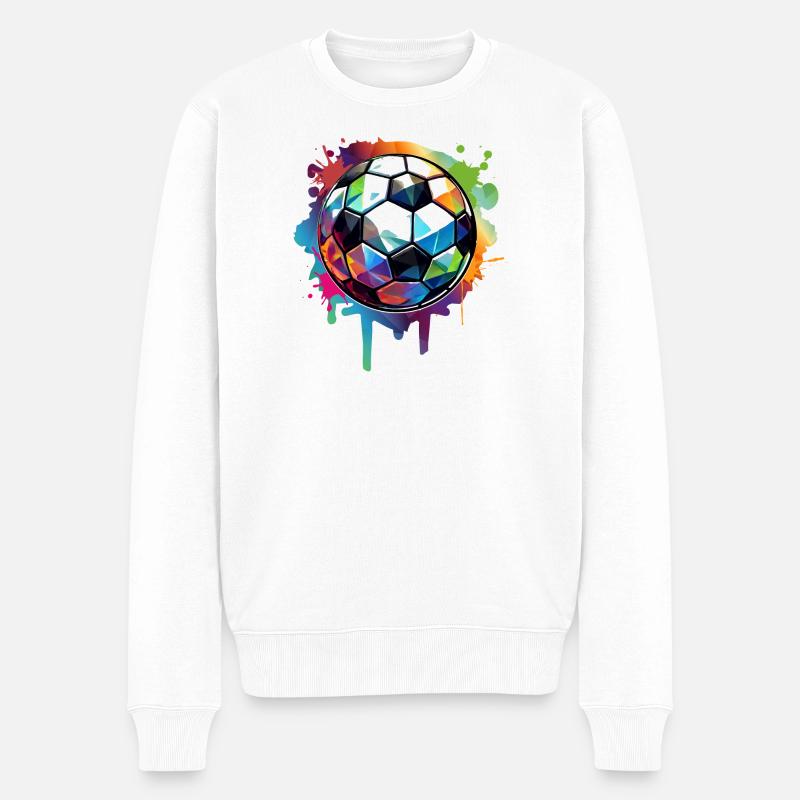 Buntes urbanes Fußball Graffiti mit Lichtreflexe - Männer Premium Bio Pullover - Weiß
