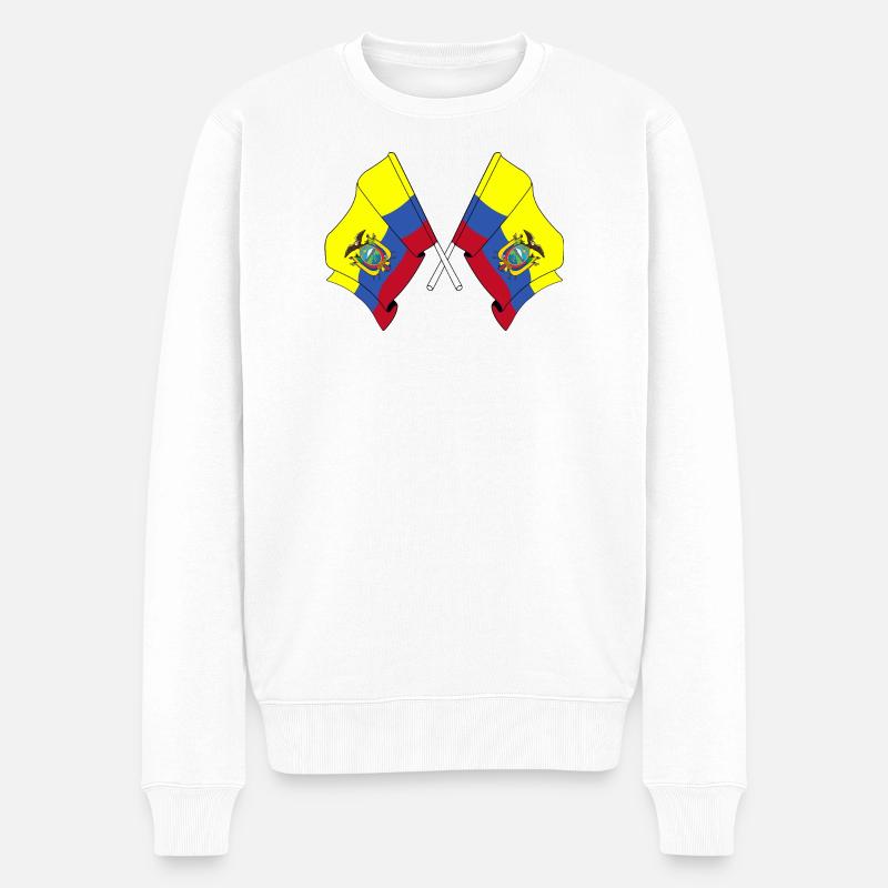 Flaggen querten Ecuador - Männer Premium Bio Pullover - Weiß