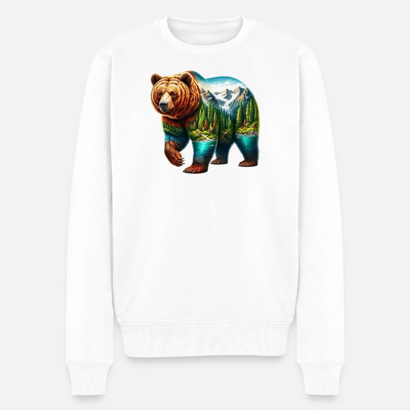 Bär - Männer Premium Bio Pullover - Weiß