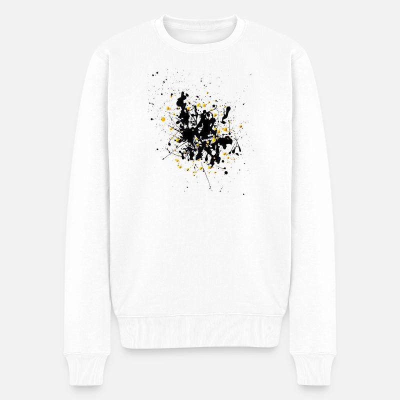 Yellowblack.Splash - Männer Premium Bio Pullover - Weiß