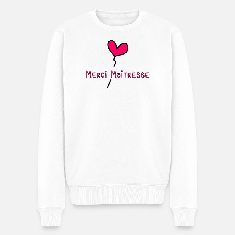 MAÎTRESSE. MAITRE. MERCI. MERCI MAÎTRESSE - Pull Premium bio Homme - blanc