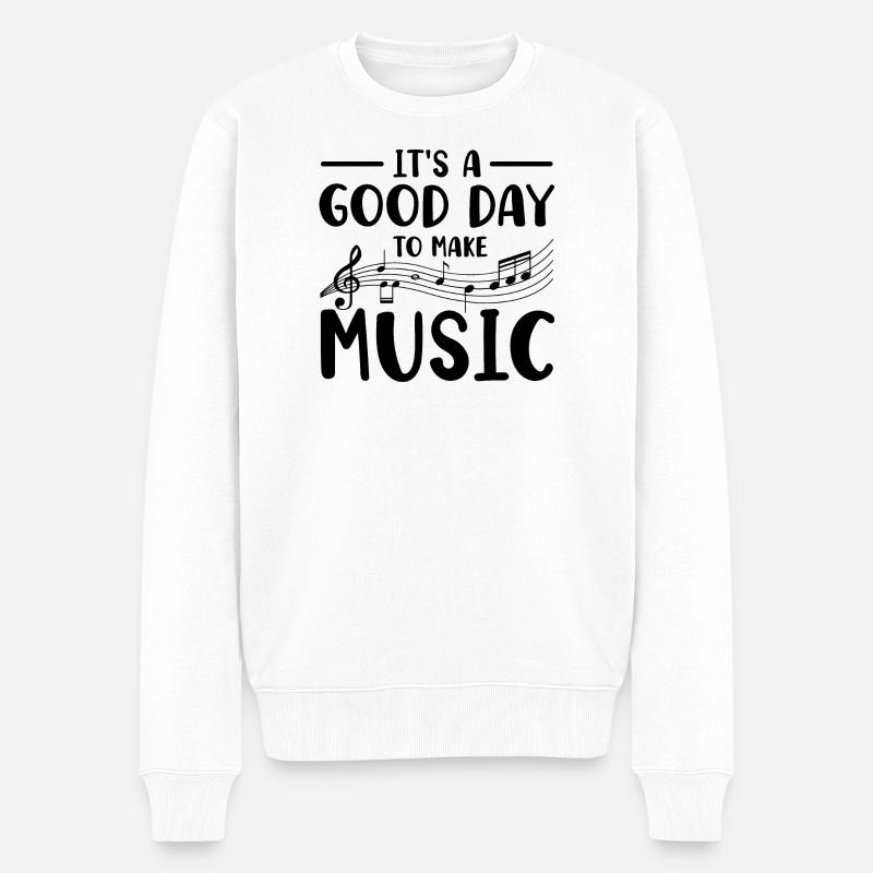 Musiker Musik Instrument - Männer Premium Bio Pullover - Weiß