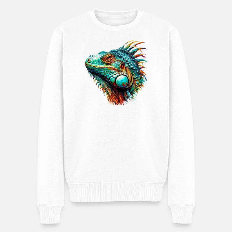 Leguan - Männer Premium Bio Pullover - Weiß