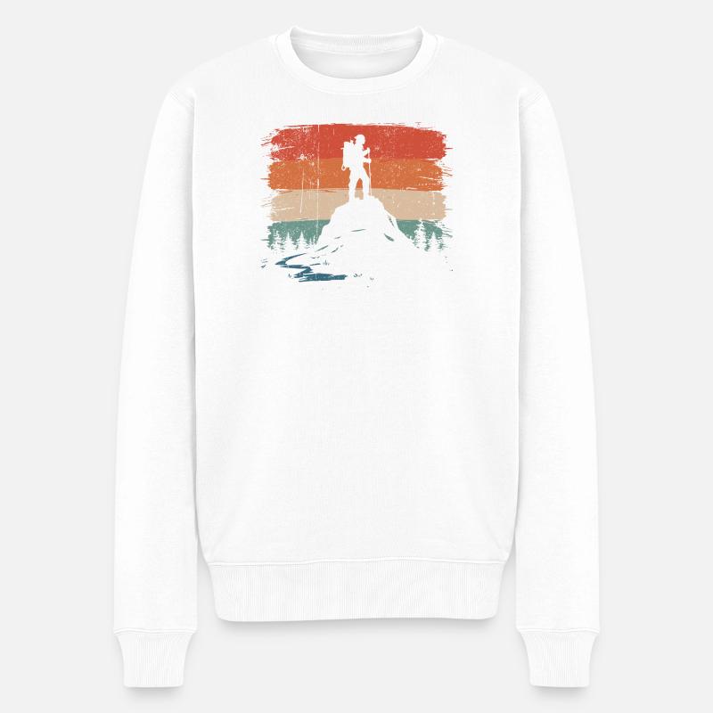 Randonneur sur le Peak Sunset - Pull Premium bio Homme - blanc