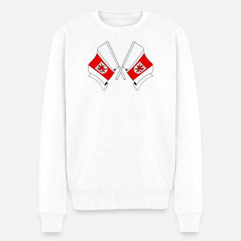 Zwei westpommersche Flaggen - Männer Premium Bio Pullover - Weiß