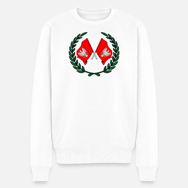 Drapeaux Couronne de laurier de Mazovie - Pull Premium bio Homme - blanc