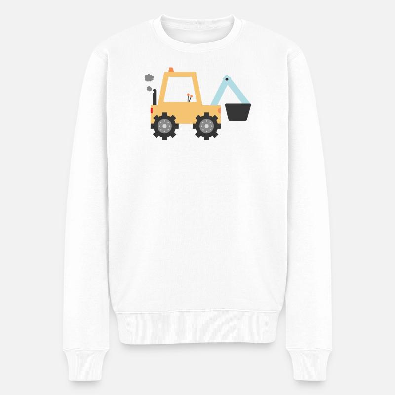 Gelber Bagger - Männer Premium Bio Pullover - Weiß