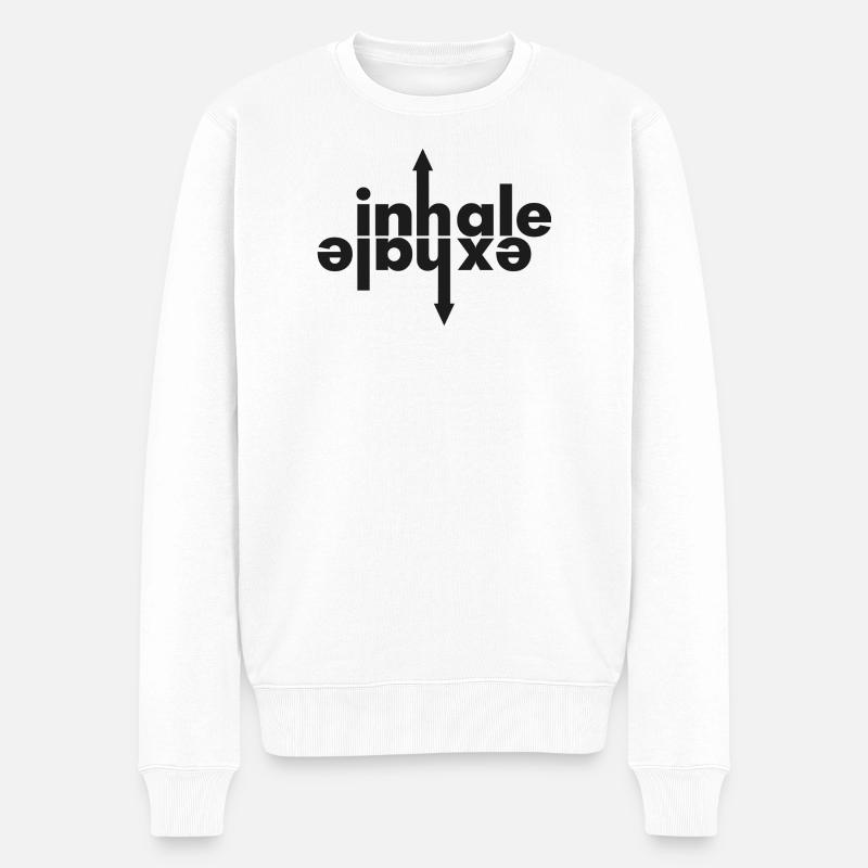INHALE - EXHALE - Männer Premium Bio Pullover - Weiß