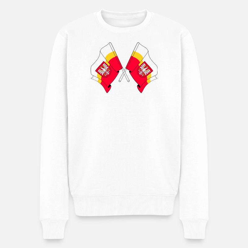 Deux drapeaux Petite Pologne - Pull Premium bio Homme - blanc