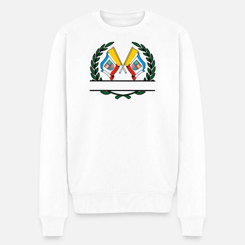 Drapeaux Sainte-Croix couronne de laurier bannière - Pull Premium bio Homme - blanc
