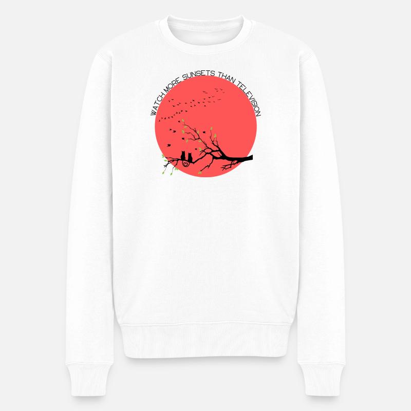 Watch more sunsets than Television - Männer Premium Bio Pullover - Weiß
