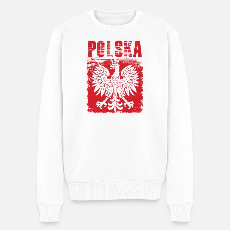 Polen - Männer Premium Bio Pullover - Weiß