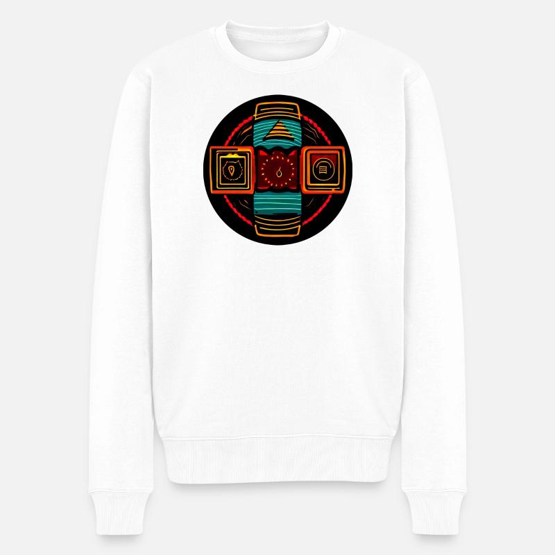 Neon Geometric Icons - Native Freestyle - Pull Premium bio Homme - blanc