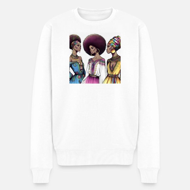 Afro Style Afrikanische Eleganz - Männer Premium Bio Pullover - Weiß