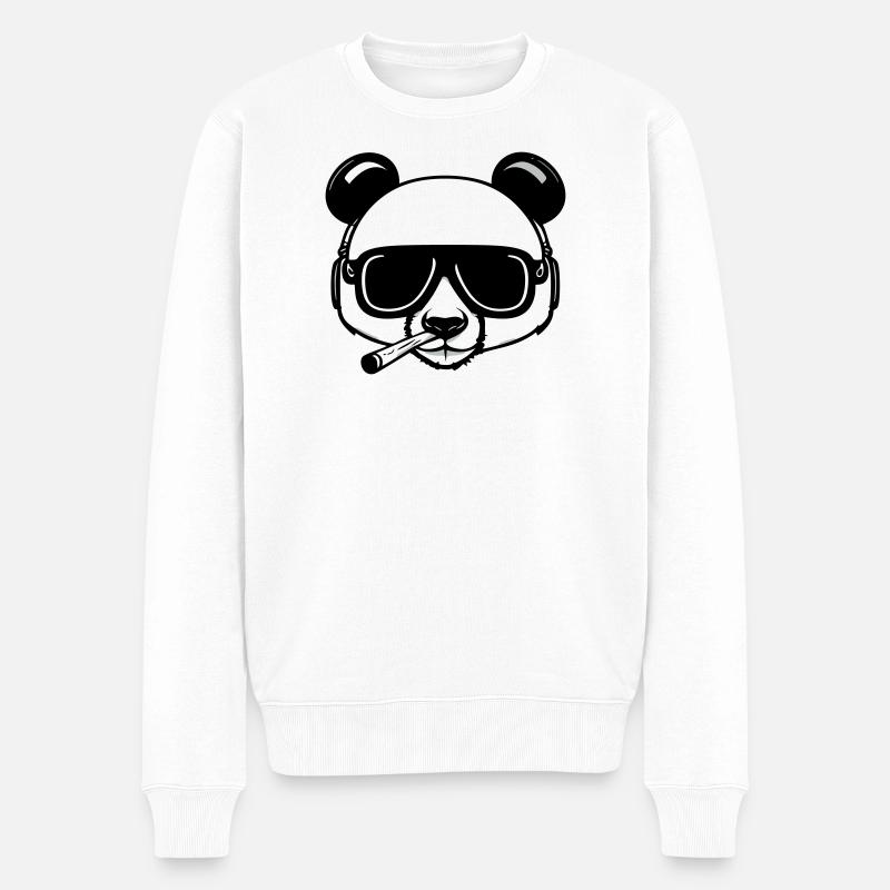 Stoned Panda - Männer Premium Bio Pullover - Weiß
