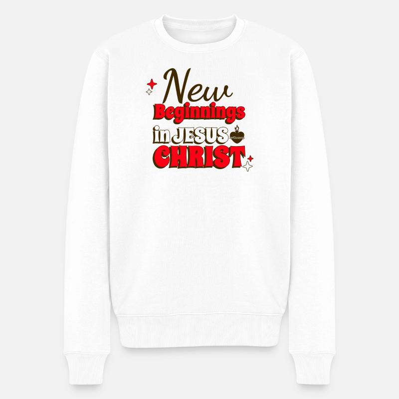 Neuanfänge in Jesus Christus - Männer Premium Bio Pullover - Weiß