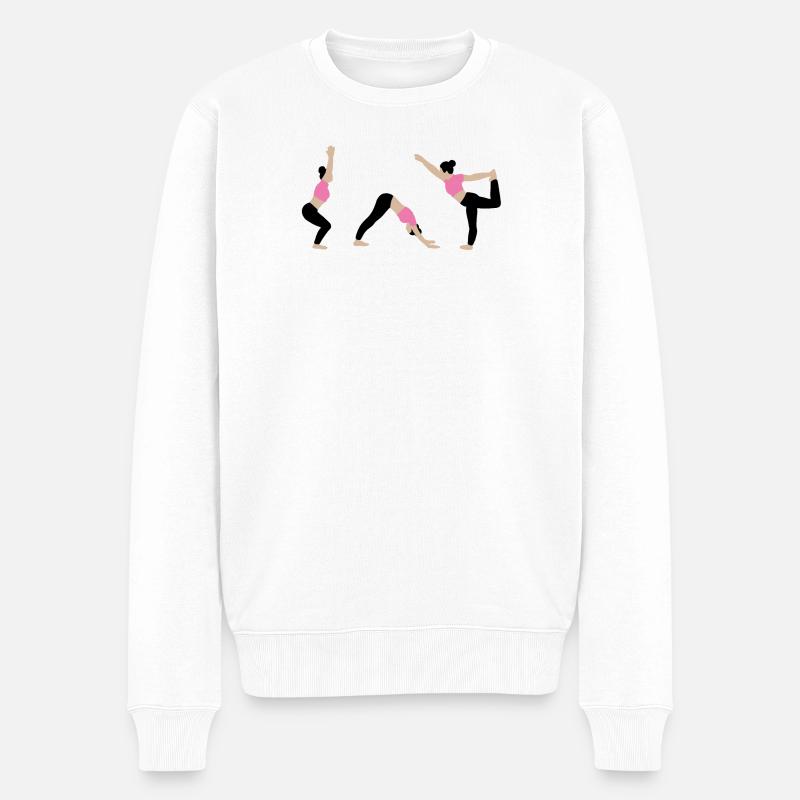 Power-Yoga im Fitnessstudio pink - Männer Premium Bio Pullover - Weiß