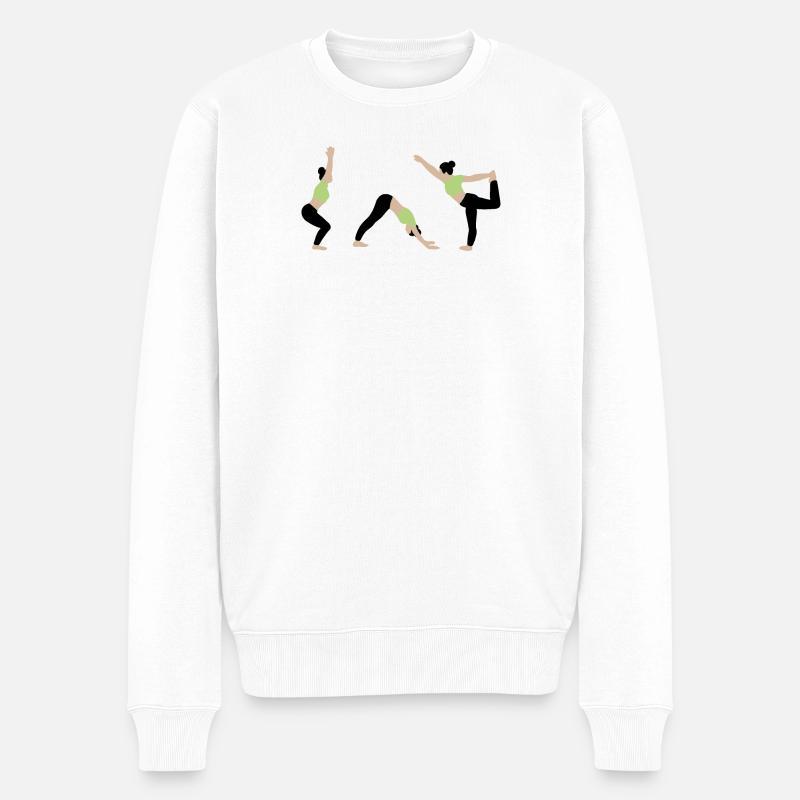 Power-Yoga im Fitnessstudio hellgrün - Männer Premium Bio Pullover - Weiß