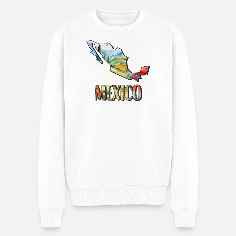 Carte à l’aquarelle du Mexique - Pull Premium bio Homme - blanc
