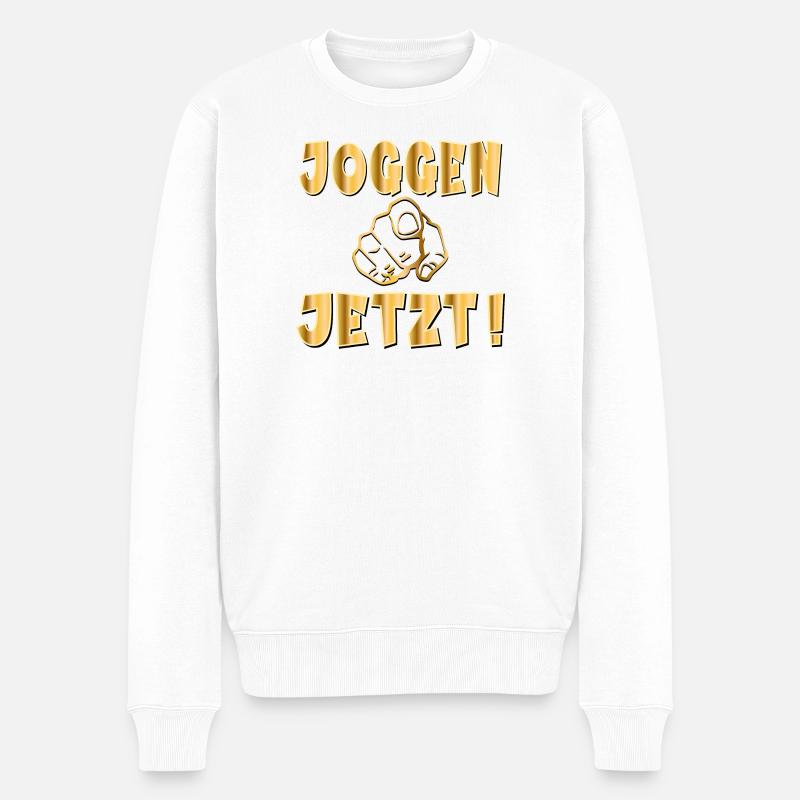 MOTIVATION LAUFEN - JOGGEN SPORT - Männer Premium Bio Pullover - Weiß