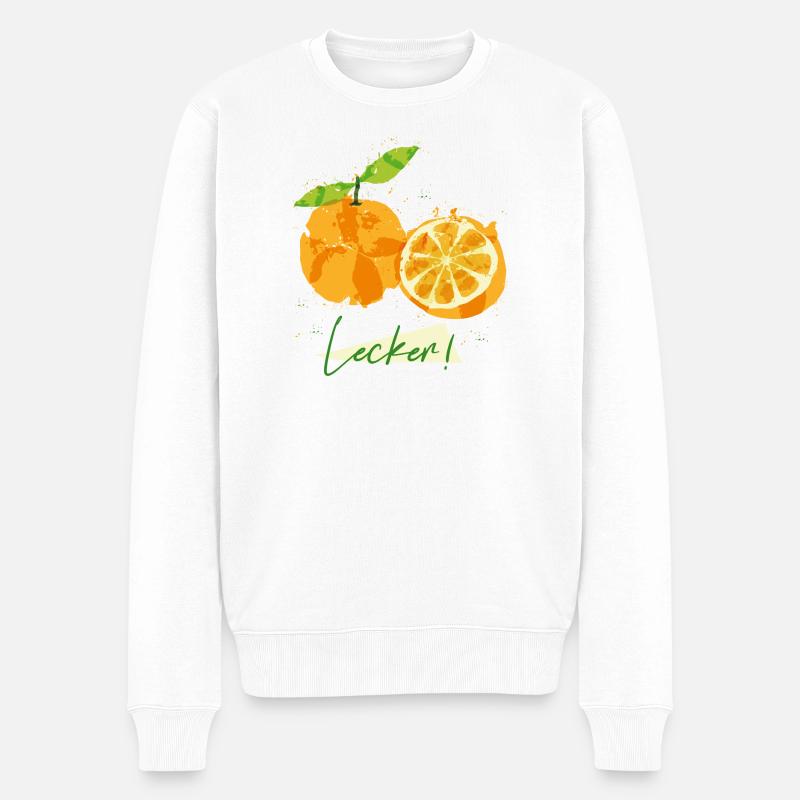 Fruits orange - Pull Premium bio Homme - blanc